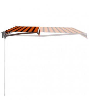 vidaXL Manual Awning 4 x 3 m Orange and Brown Horizontal Stripe