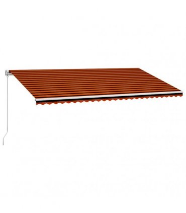 vidaXL Manual Awning 6 x 3 m Orange and Brown Horizontal Stripe