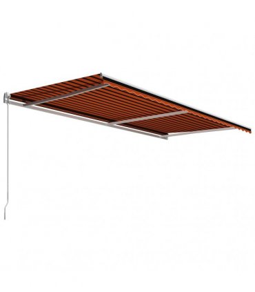 vidaXL Manual Awning 6 x 3 m Orange and Brown Horizontal Stripe