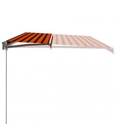 vidaXL Manual Awning 6 x 3 m Orange and Brown Horizontal Stripe
