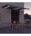 vidaXL Manual Awning with Solar LED 6 x 3 m Blue and White Stripe