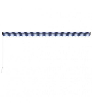 vidaXL Manual Awning with Solar LED 6 x 3 m Blue and White Stripe