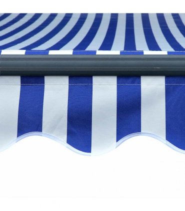 vidaXL Manual Awning with Solar LED 6 x 3 m Blue and White Stripe
