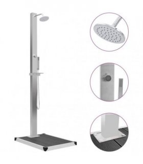 vidaXL Outdoor Shower with Tray WPC Stainless Steel