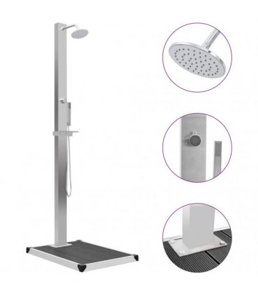 vidaXL Outdoor Shower with Tray WPC Stainless Steel