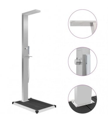 vidaXL Outdoor Shower with Tray WPC Stainless Steel