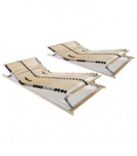 vidaXL Slatted Bed Bases without Mattress 2 pcs with 28 Slats 80x200cm