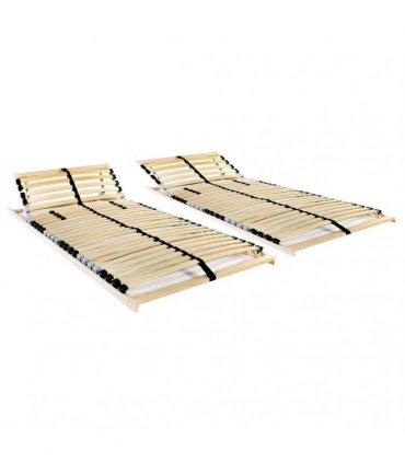 vidaXL Slatted Bed Bases without Mattress 2 pcs with 28 Slats 90x200cm