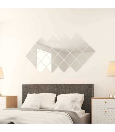 vidaXL 48 pcs Mirror Tiles Square Glass