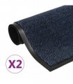 vidaXL Dust Control Mats 2 pcs Rectangular Tufted 60x90 cm Blue