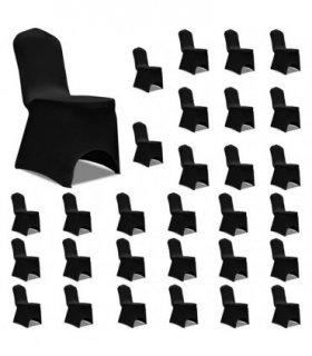 vidaXL Chair Cover Stretch Black 30 pcs