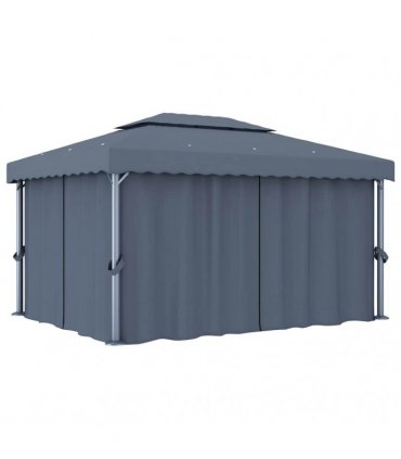 vidaXL Gazebo with Curtain 4x3 m Anthracite Aluminium