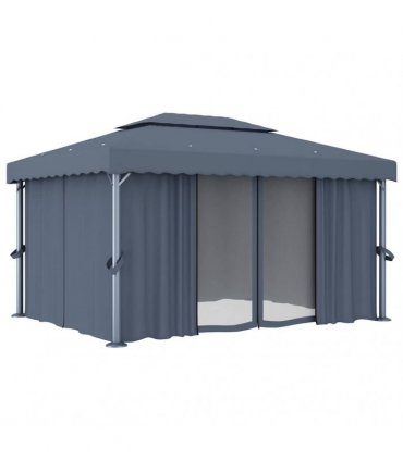 vidaXL Gazebo with Curtain 4x3 m Anthracite Aluminium