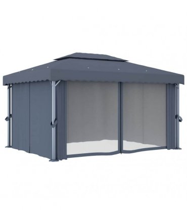 vidaXL Gazebo with Curtain 4x3 m Anthracite Aluminium