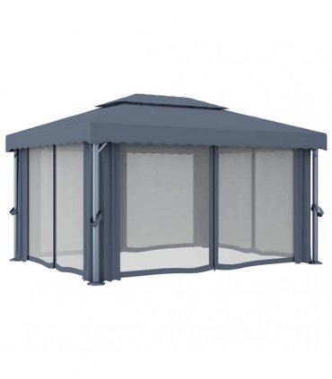 vidaXL Gazebo with Curtain 4x3 m Anthracite Aluminium