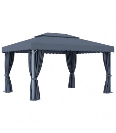 vidaXL Gazebo with Curtain 4x3 m Anthracite Aluminium