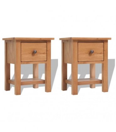 vidaXL Nightstands 2 pcs 36x30x47 cm Solid Oak Wood