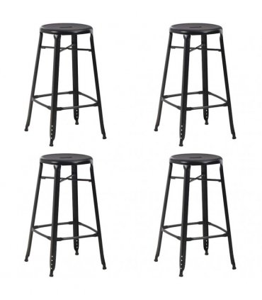 vidaXL Bar Stools 4 pcs Black Steel