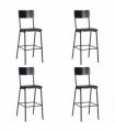 vidaXL Bar Stools 4 pcs Black Solid Plywood Steel