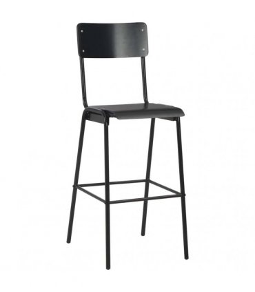 vidaXL Bar Stools 4 pcs Black Solid Plywood Steel