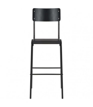 vidaXL Bar Stools 4 pcs Black Solid Plywood Steel