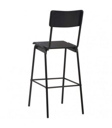 vidaXL Bar Stools 4 pcs Black Solid Plywood Steel