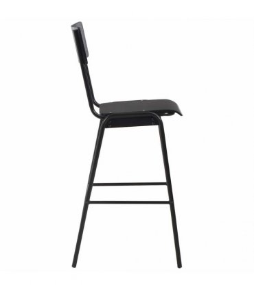 vidaXL Bar Stools 4 pcs Black Solid Plywood Steel