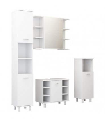 vidaXL 4 Piece Bathroom Furniture Set White Engineered Wood