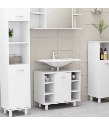 vidaXL 4 Piece Bathroom Furniture Set White Engineered Wood