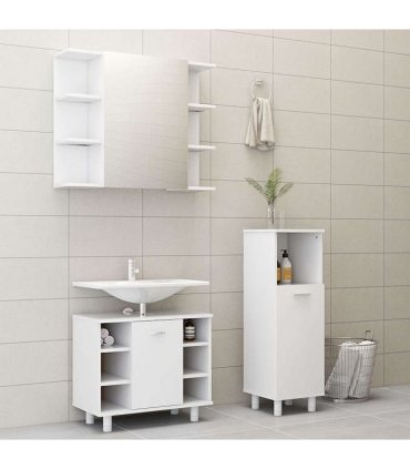 vidaXL 3 Piece Bathroom Furniture Set White Engineered Wood