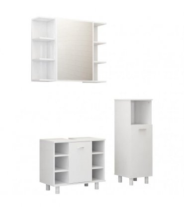 vidaXL 3 Piece Bathroom Furniture Set White Engineered Wood