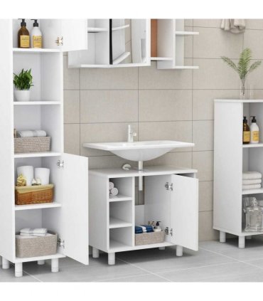 vidaXL 3 Piece Bathroom Furniture Set White Engineered Wood