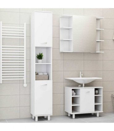 vidaXL 3 Piece Bathroom Furniture Set White Engineered Wood