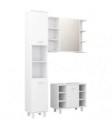 vidaXL 3 Piece Bathroom Furniture Set White Engineered Wood