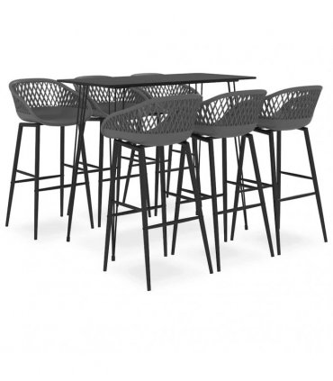 vidaXL 7 Piece Bar Set Black and Grey
