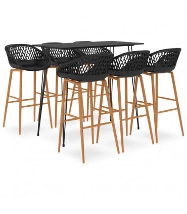 vidaXL 7 Piece Bar Set Black