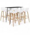 vidaXL 7 Piece Bar Set Black and White