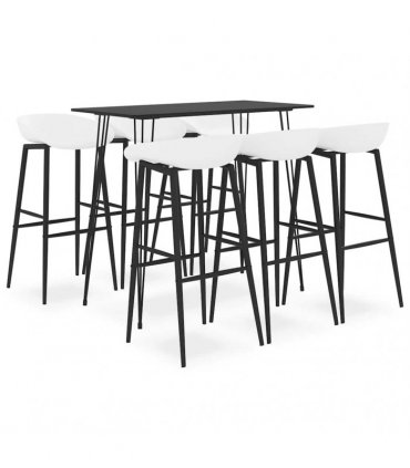 vidaXL 7 Piece Bar Set Black and White