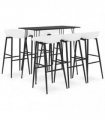 vidaXL 7 Piece Bar Set Black and White