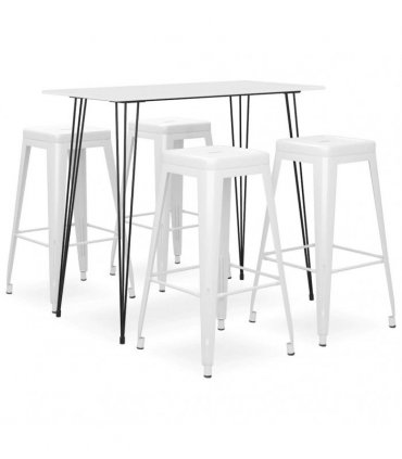 vidaXL 5 Piece Bar Set White