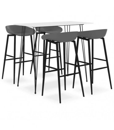 vidaXL 5 Piece Bar Set White and Grey