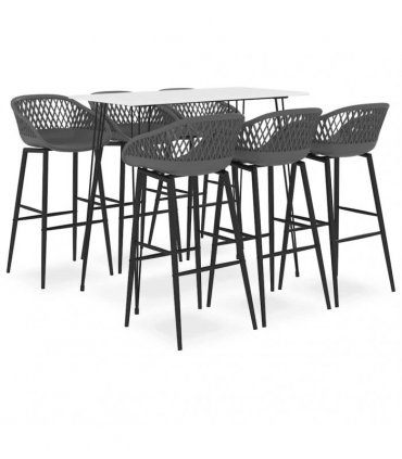vidaXL 7 Piece Bar Set White and Grey