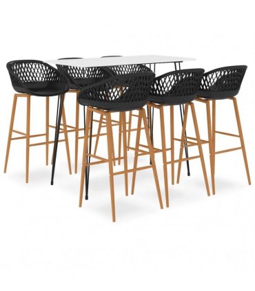 vidaXL 7 Piece Bar Set White and Black