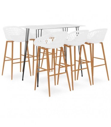 vidaXL 7 Piece Bar Set White