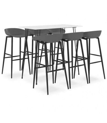 vidaXL 7 Piece Bar Set White and Grey