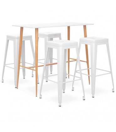 vidaXL 5 Piece Bar Set White