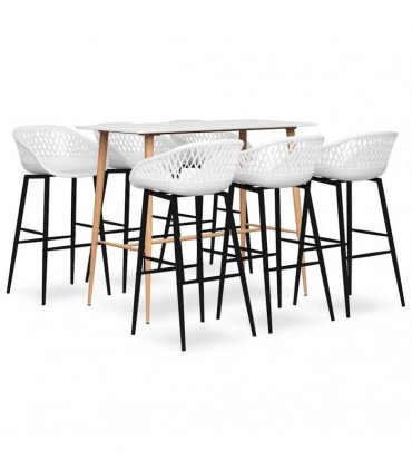 vidaXL 7 Piece Bar Set White