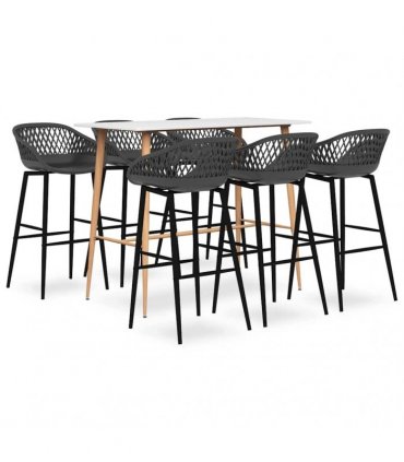 vidaXL 7 Piece Bar Set White and Grey