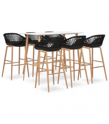 vidaXL 7 Piece Bar Set White and Black