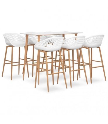 vidaXL 7 Piece Bar Set White